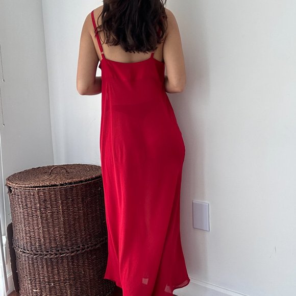 Vintage Cacique red crepe night gown long slip dress - Picture 5 of 11